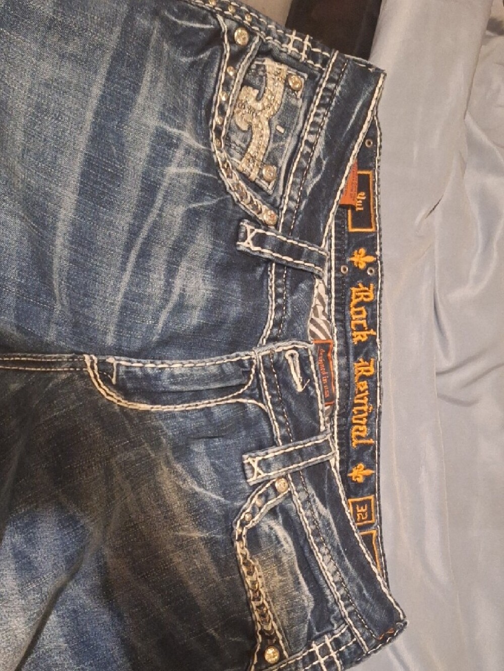 Rock Revival Women's Blue Embellished Pocket "Yui"Skinny Jeans - Picture 5 of 7